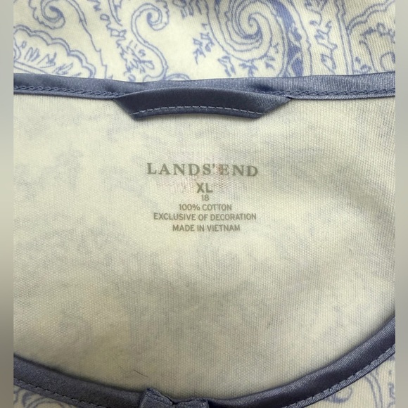 Lands’ End 100% Cotton Paisley Nightgown XL Long Sleeve Soft Knit - Picture 4 of 5